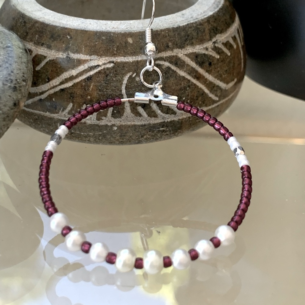 Handmade Beaded Hoop Earrings - Picture 11 of 11